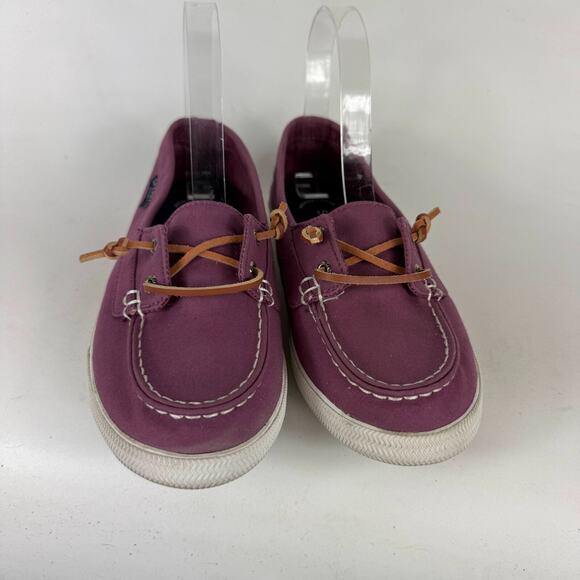 Sperry Topsider Boat Shoes Women's 7.5 Purple Canvas Round Toe Low Top Comfort - Picture 4 of 10